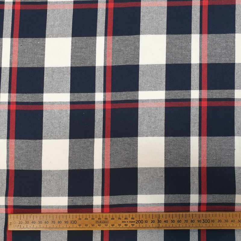 POLYESTER CHECK BLUE/RED